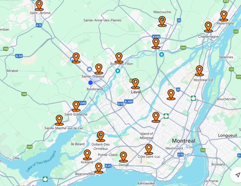 Région de Montréal et Rive-Nord